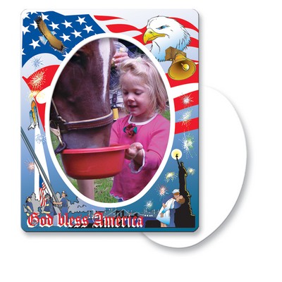 30 Mil Oval Center Patriotic Picture Frame Magnet - Full Color