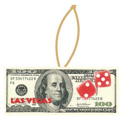 Las Vegas Dice $100 Bill Ornament w/ Clear Mirrored Back (6 Square Inch)