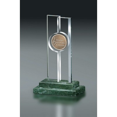 Starphire Crystal Key Note Award w/ Marble Base