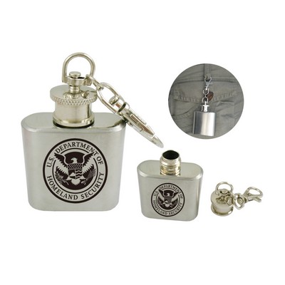 Stainless 1 Oz. Steel Flask Key Chain(Close out)