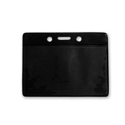 Vinyl Horizontal Color Back Badge Holder (3.75"x 3") (Black)