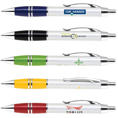 Click Action Pen w/ Lacquer Coated Grip & Chrome Accents