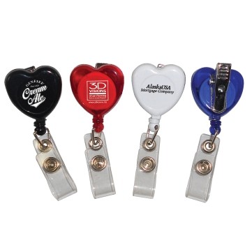 Retractable Swirl Heart Badge Holder w/ Alligator Clip (3 Days)