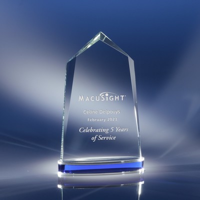 Peak of Success Crystal Award with Blue Base