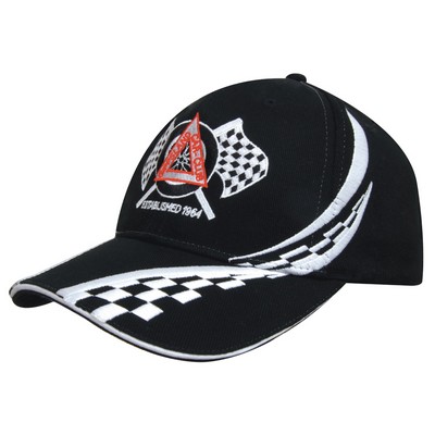 Brushed Heavy Cotton Cap w/Swirling Checks & Sandwich (Embroidered)