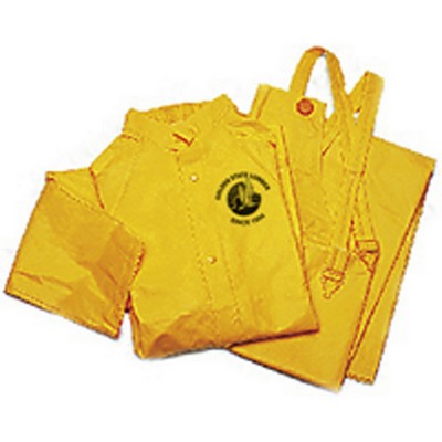 3 piece, yellow rain suit, 35 Mil PVC, cordura collar