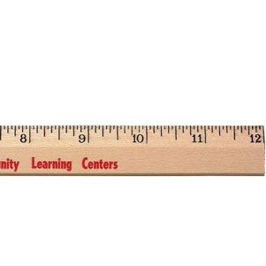 12" Clear Lacquer Finish Beveled Wood Ruler w/English Scale