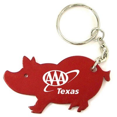 Pig Aluminum Bottle Opener w/Key Chain (6 Week Production)