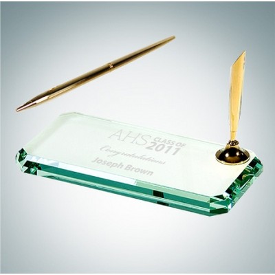 Jade Glass Beveled Edge Pen Set (Small)