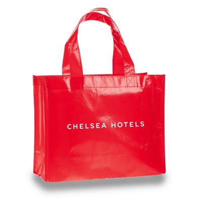 Laminated Tote Bag with Patent Finish - 1 Color (15 3/4"x12 1/2"x6 1/4")