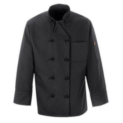 Red Kap™ Chef Designs Chef Coat w/Ten Knot Buttons - Black