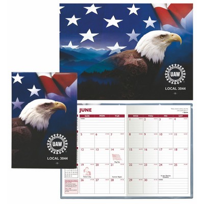 Stock Full Color Vinyl 7"X10" Patriotic Planner w/ Academic Insert