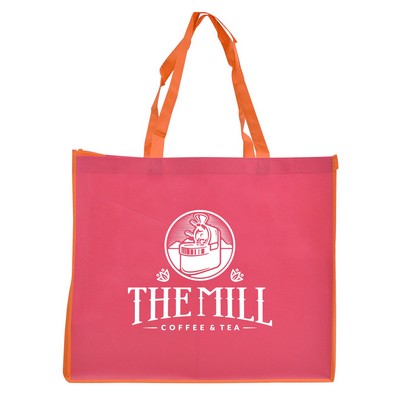 Non-Woven PP Pink/ Orange Shopper (19"x7"x16")