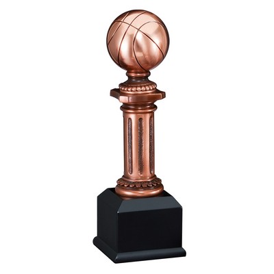 Basketball, Electroplated Bronze Pedestal - 10-1/2" Tall