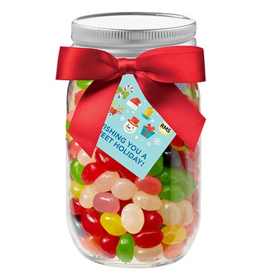 16 Oz. Glass Mason Jar - Jelly Beans (Assorted)