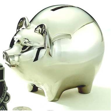 Large Chrome Piggy Bank (Shiny Silver)