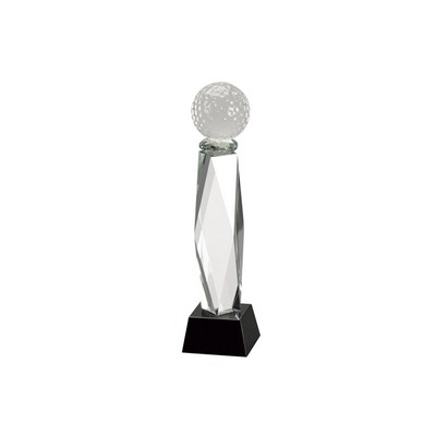 9 3/4" x 2 3/4" Clear Crystal Golf Ball on Faceted Tower