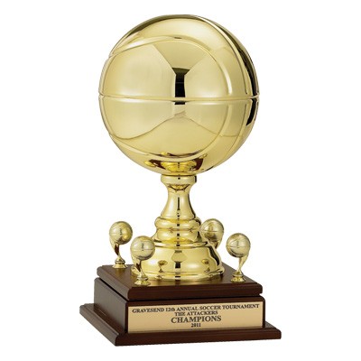 17" Gold Metal Basketball Trophy w/9" Diameter Ball