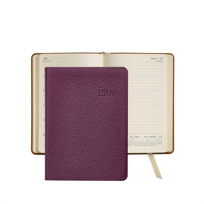 5-3/8"x7-3/8" Daily Journal Appointment Book W/ Pebble Grain Leather