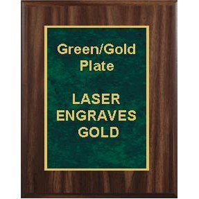 Walnut Plaque 7" x 9" - Marbelized Green/Gold 5" x 7" Designer Plate