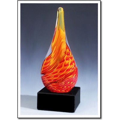 Solar Flare Art Glass Sculpture w/ Marble Base (3"x7")