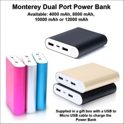 8000 mAh Monterey Dual Port Power Bank