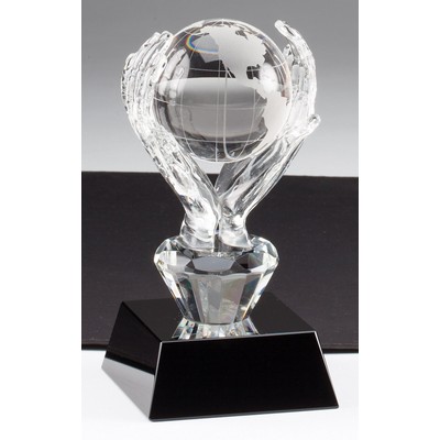 World in Your Hand Optic Crystal Globe Award - 6'' h