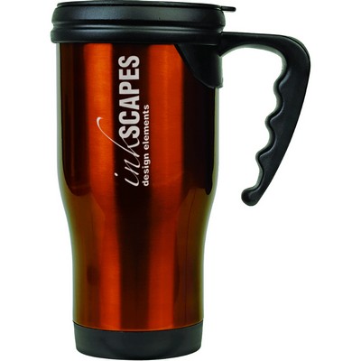 Engraved Gloss Orange Travel Mug W/Handle