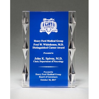 Freestanding Acrylic w/Blue Background & Carved Jewel Accents Award