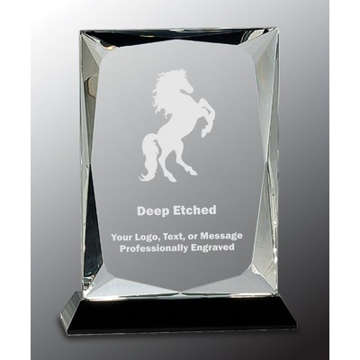 8" Clear Crystal Rectangle Award on Black Base