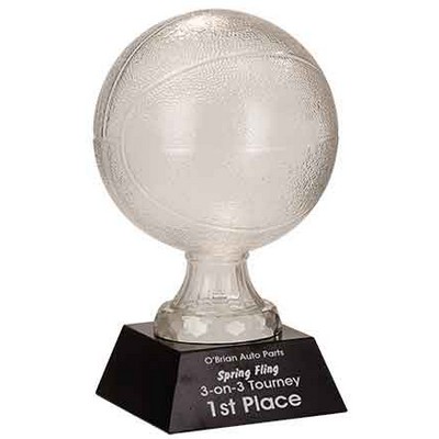 13" Glass Basketball Award with Black Marble Base