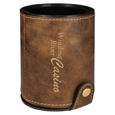 Rustic & Gold Leatherette Dice Cup w/ 5 Dice