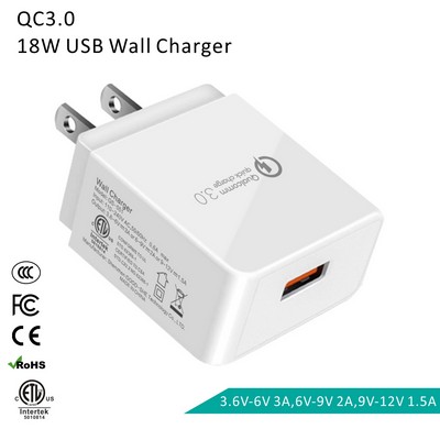 18W Quick Charge 3.0 USB Wall Charger Plug