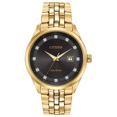 Citizen Men's Corso Eco-Drive Watch, Gold-Tone Stainless Steel with Black Dial