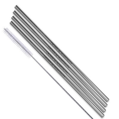 Silver Stainless Steel Straws, qty 4