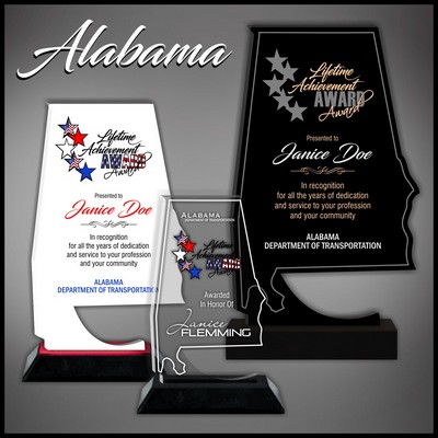 11" Alabama Black Acrylic Award with Mirror Accent