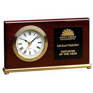 4" Tall Rosewood Piano Finish Horizontal Desk Clock