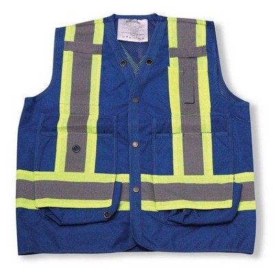 100% Polyester Mesh Royal Blue Surveyor Vest w/Mesh Back