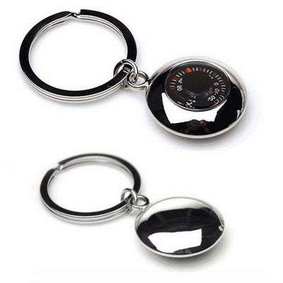 Round Metal Thermometer Keychain