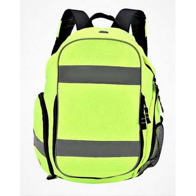 Night Bright HI-Vis Fluorescent Yellow Reflective Backpack