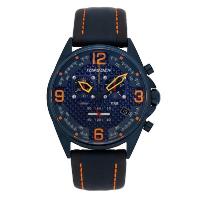 Torgeon Blue Leather T18 Carbon Men's Watch