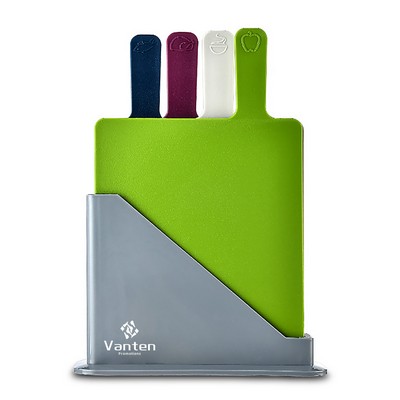 Plastic Cutting Board Set w/Holder