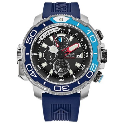 8Citizen Men's Eco-Drive Promaster Aqualand Dive Watch, Blue Poly Strap & Blue Accents