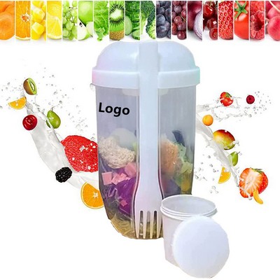 Salad Cup Shaker Fresh Salad to Go Container Set with Fork and Dressing Cup