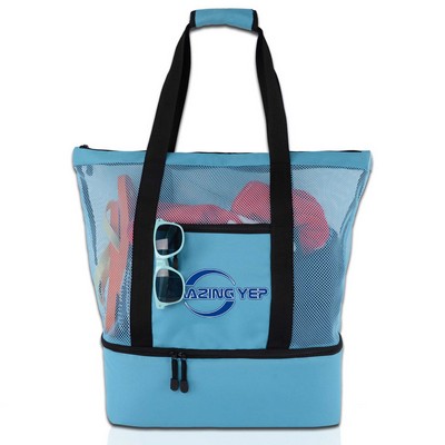 2 In 1 Mesh Beach Tote Insulated Bag