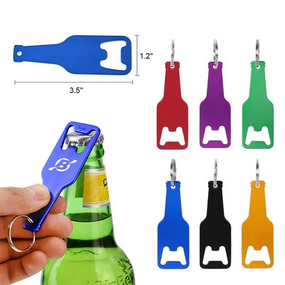 Bottle Shaped Metallic Opener with Key Chain