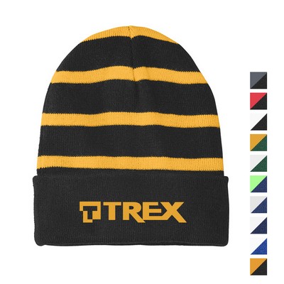 Sport-Tek® Striped Beanie with Solid Band