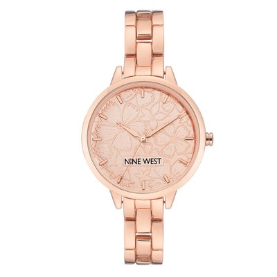 Nine West® Women's Rose Gold-Tone Dial Bracelet Watch w/Flower Design