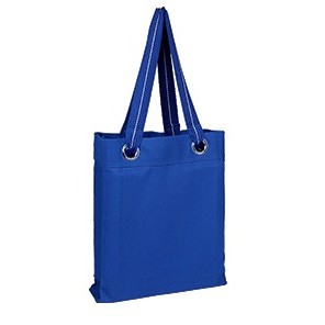 100% Cotton Heavy Canvas Tote Bag w/Large Grommets & Stripped Handles