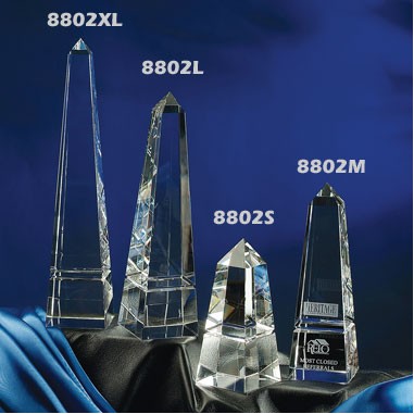 Grooved Obelisk Optic Crystal Award - Medium